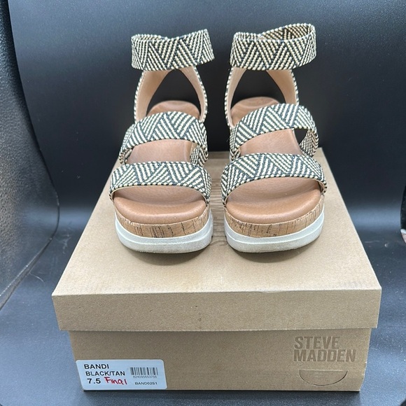 Steve Madden Shoes - STEVE MADDEN BANDI PLATFORM SANDALS WOMEN BLACK-TAN size 7.5